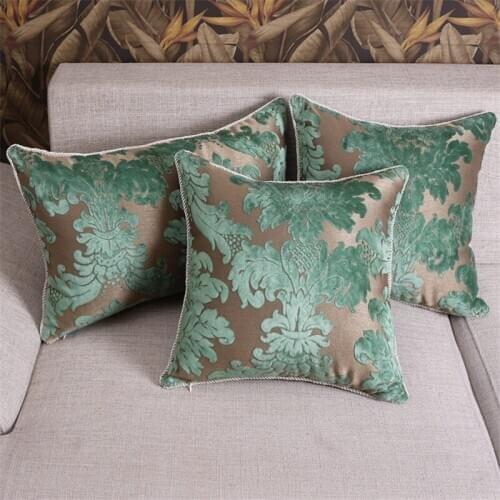Green Soft Cushion Cover Classical European Throw Pillowcase Luxury Flower Pillow Cover Home Restaurant Car Decor Pillow Case