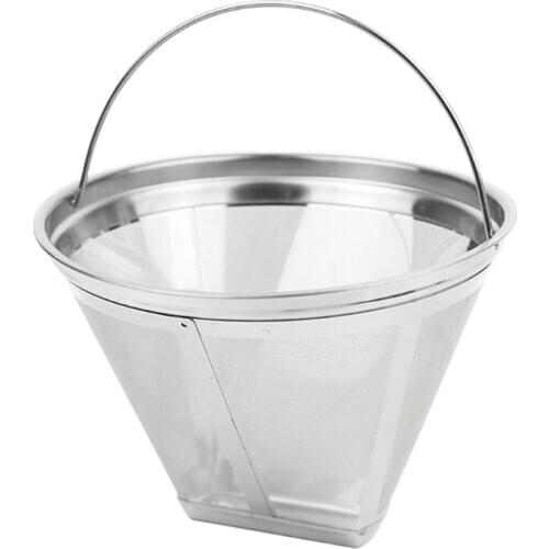 Stainless Steel Reusable Cone Shape resistant durable Coffee reusable Filter Dripper Strainer Mesh Basket