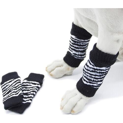 4Pcs/Set Dog Leg Socks Leg Warmers Protector, Puppy Legs Brace Wraps Red M