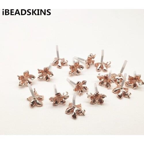New arrival!16mm 100pcs rose gold Flower-shape Stud earring,earrings accessories,Earring parts,for hand Made Jewelry Earring DIY