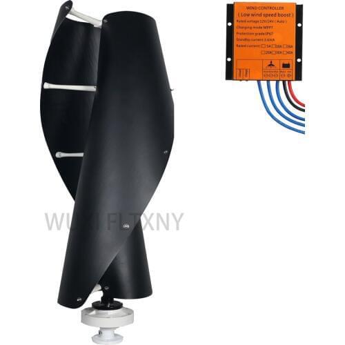 New arrival Black Helix Wind Turbine Generator 400w 500w 600w with MPPT LOW WIND SPEED VOLTAGE BOOST controller