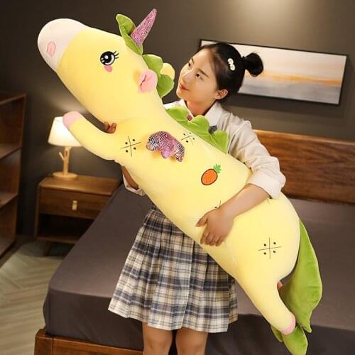 New Style 110-140CM Long Lovely Fruit Unicorn Plush Toy Soft Cartoon Animal Doll Stuffed Sleeping Pillow Kid Girl Gift