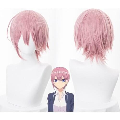 Five Equal Flowers Marriage / Bride Nakano One Flower Purple Pink Flip Short Hair Cosplay Wig