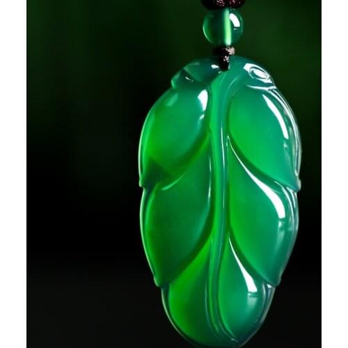 Genuine Natural Green Jade Leaf Pendant Jewelry Women Mens Fashion Charms Jewellery Real Jades Stone Chalcedony Amulet Gifts