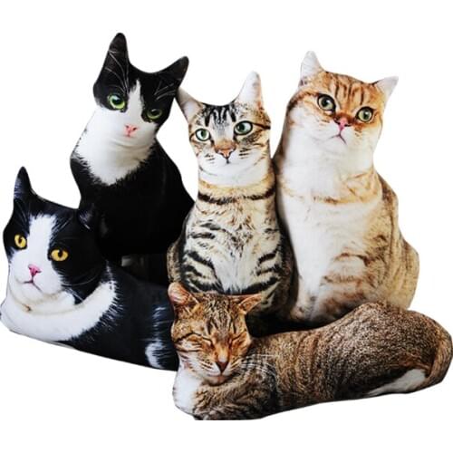 50cm Lifelike 3D Cat Plush Toys Stuffed Soft Animal Doll Simulation Sleep Pillow Sofa Cushion Cartoon Doll Home Decor Girls Gift