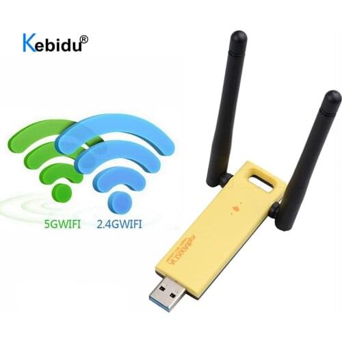 Kebidu USB Network Card 1200mbps Wireless Wifi Adapter Dual Band 5Ghz 2.4Ghz Adapter 802.11ac RTL8812 Chipset Aerial Dongle Mini