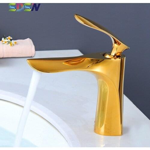 Hot Cold Basin Faucets SNDS Quality Copper Alloy Bathroom Mixer Faucets Deck Mounted Single Handle Bathroom Basin Mixer Tap