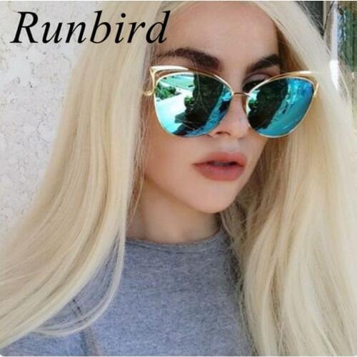 2017 Vintage Modern Cat Eye Sunglasses Women Men Metal FrameMirror Flat Pantos Shape Rose Gold Sun Glasses Oculos de sol R105