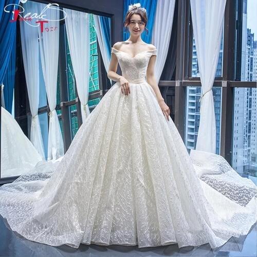 Vestido De Noiva Renda Off The Shoulder Short Sleeve Sweetheart Neck Lace Ball Gown Wedding Dresses Plus Size Mariage