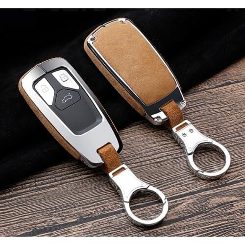 High Quality Car Sued Leather Key Ring Case Holder Cover For Audi A4 Allroad B9 Q5 Q7 TT TTS 4M 8S 2016 2017 2018 Accessories