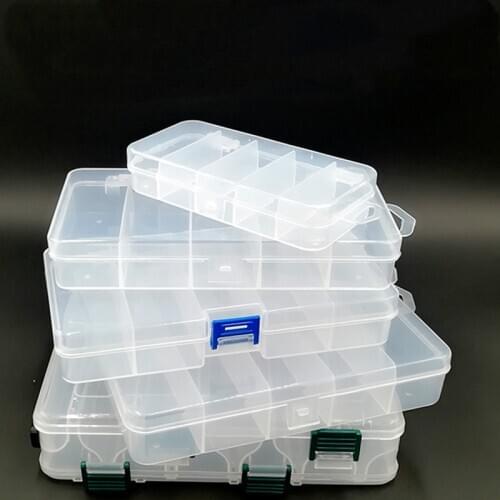 Fishing Tackle Bait Lure Hook Storage Box Plastic Compartments Case Double Sided S M Storage Tool Accessories Square Fishing Box