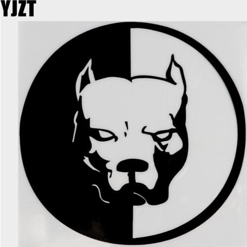 14*14CM PITBULL Dog Head Portrait Stickers Fashionable Car Sticker Car Personalized Decorative Decals Black/Silver S3-0033