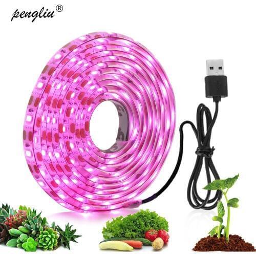 Plant lights Full Spectrum USB Grow Light Strip 0.5m 1m 2m 2835 DC5V LED Phyto Lamps for Plants Flowers Greenhouses Hydroponic
