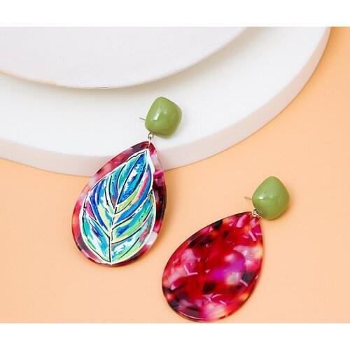 Origin Summer Delicate Painted Giraffe Flower Bee Dangle Earring for Women Holiday Geometrical Leaves Earring Jewelry Pendientes