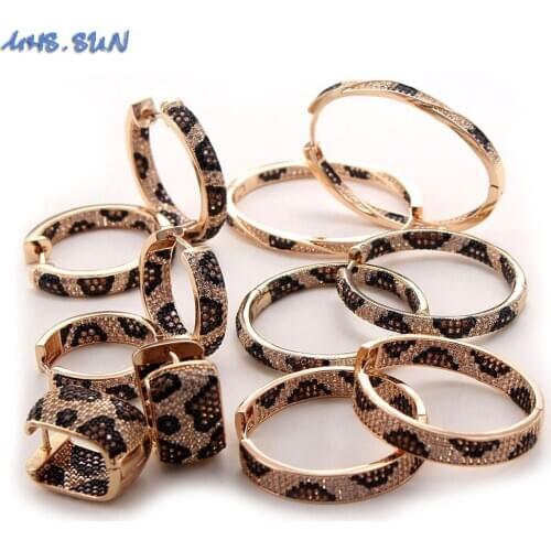 MHS.SUN Fashion Mosaic Zircon Leopard Earrings Women Hoop Earrings Gold Color Full AAA CZ Loop Earrings Jewelry 7 Style