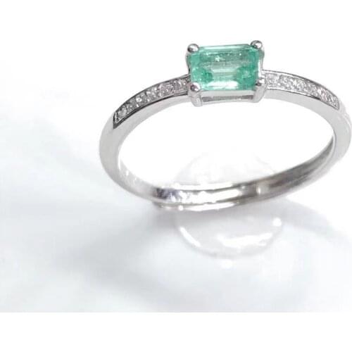 Fashion 100% 925 Sterling Silver Natural Emerald Gemstone Adjustable Vintage Simple Ring For Women Fine Jewelry Gift Wholesale