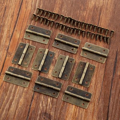 10Pcs Antique Bronze Cabinet Hinges Furniture Decoration Door Drawer Decorative Mini Hinge For Jewelry Wooden Box 30*21mm
