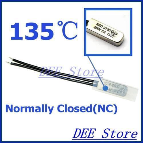 10Pcs/lot 135C Degree Celsius NC Normal Close Thermal Protector Sensor Thermostat temperature control fuse 250V 5A KSD9700