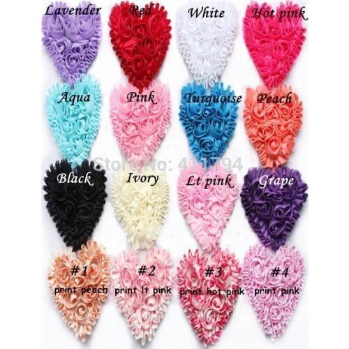 16 yard/lot , 3'' shabby flowers , chiffon heart , headband for valentines day