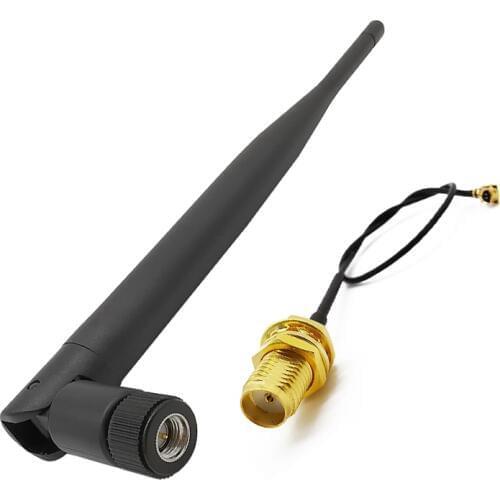 2.4 GHz 5dBi WiFi Antenna Aerial SMA Male Connector For PCI Card USB Wireless Router Wifi Booster+15CM SMA Female to IPX Cable