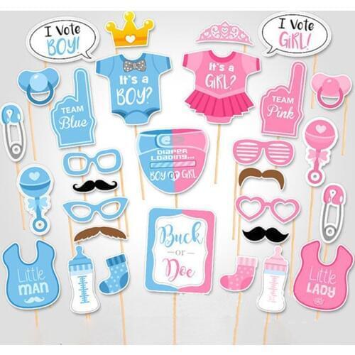 25/30 pieces Baby Shower Photo Booth Props Its a Boy Girl Favors Party Decorations Supplies Games Babyshower Photobooth