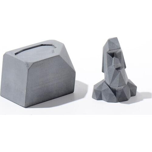 Silicone Concrete Mold Geometric Cartoon Character Cement Mould Home Decoration Tool