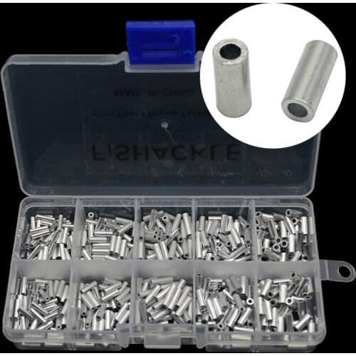 Aluminum Fishing Crimp Sleeves 500pcs/set Single Round Fishing Line Crimping Tube Wire Crimp Connector Accessories 1.0-1.8mm