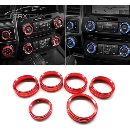 Aluminum Alloy Car Inner Side Air Conditioner Switch Knob Ring Cover Trim For Ford F150 2016-2018 Automotive Interior Stickers