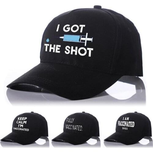 2021 I Got The Shot Cap Keep Calm I’m Vaccinated Baseball Caps Men Women Fashion Hat Adults Black Adjustable outdoor cap