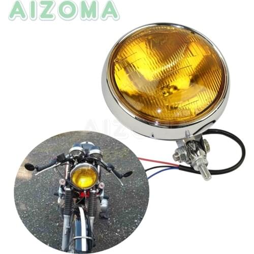 Bates Style Motorcycle Chrome 6'' Front Headlight Bottom Mount For Yamaha BMW Cafe Racer Chopper Custom Vintage Head Lights