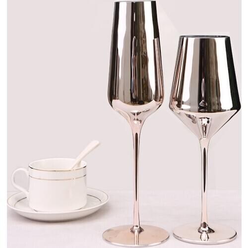 350ml pink rose gold plating lead-free glass red wine glass champagne glass goblet home decoration