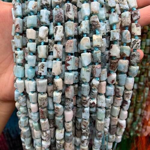 8x11mm Natural Blue Larimar Stone Beads 38cm Freeform Tube Column Spacer DIY Loose Beads For Jewelry Making Beads Accessories