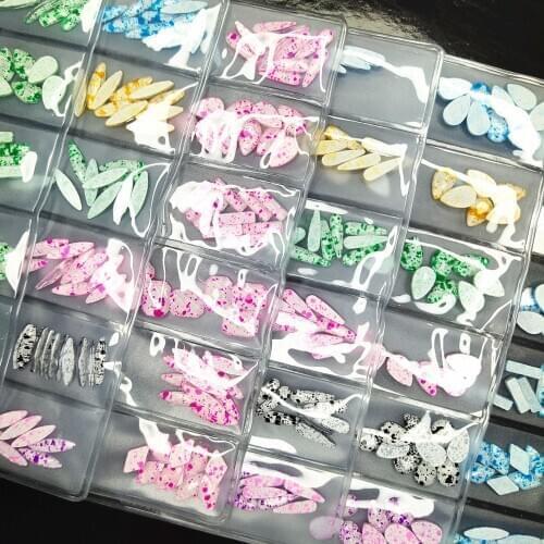 Black Teardrop/Rhombus Eggshell Speckled Non Hot Fix Flatback Rhinestones Strass Crystals Stones For 3D Nail Art Decoration DIY