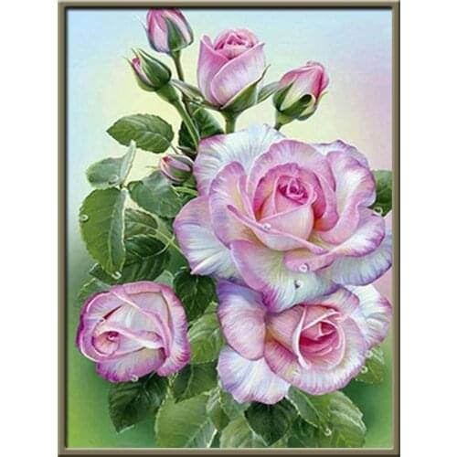 Flowers DIY Cross Stitch Embroidery 11CT Kits Craft Needlework Set Printed Canvas Cotton Thread Home Decoration Dropshipping