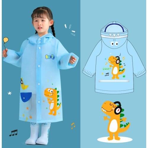 Baby Raincoat Waterproof Jackets Girls Boy Hooded Kids One-Piece Cartoon Rain Coat Toddler School Boy 2-16Y Kids Rain Jackets