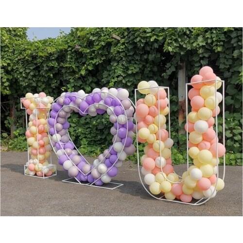 Geometric steel wire letter flower balloon frame letter wedding background decoration