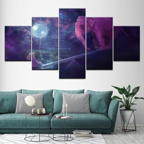 HD Print 5 pcs canvas wall art elephant family Painting Canvas modern home decor wall art picture for living room decor Artwork