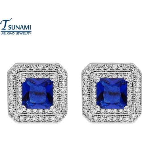 Korean Fashion Classic Square AAA Zircon Earrings Multi Color Women/Girls Wedding Party Sweet Romantic Jewelry Earrings ER-156