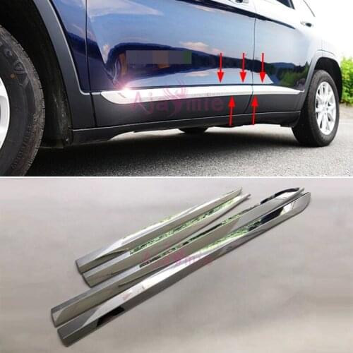 Body Side Door Garnish Moulding Trim Kits 2014 2015 2016 2017 ABS Chrome Car Styling For Jeep Cherokee Accessories