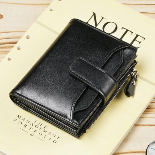 Fashion Men Short Wallet PU Leather Purse Male Coin Bag Mens Card Holder Purses Zipper Wallets Solid Clutch Wallet For women