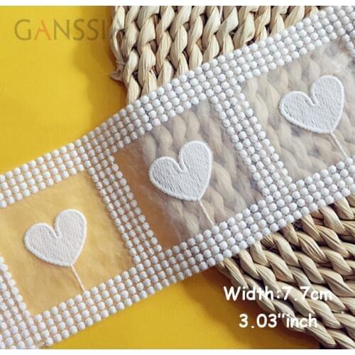1yrd/lot Width:7.7cm Kawaii heart design square mesh lace Trim lace for DIY garment accessories cotton for skirt(ss-525)