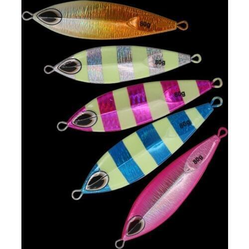 Mavllos Luminous Metal Clamp Jigging Spoon Lure 40g 60g 80g Deep Diving Boat Fishing Lure Artificial Bait Tackle