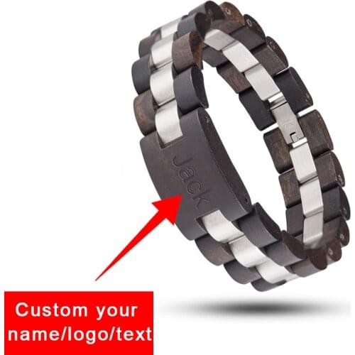 DODO DEER Engrave Customize Logo Text Bracelet for Men браслет для женщин Male Wood Bracelets Jewelry Ebony Zebra in Gift Box