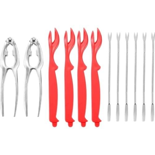 12Pack Seafood Tools Set Crab Crackers Nut Cracker Forks Shellfis Opener Lobster Leg Sheller Knife Kitchen Accessories
