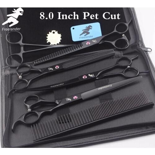 "Scissors Set 8.0inch Professional Premium Sharp Edge Dog PET Grooming Scissors SHEARS Pet Scissors Set Technicolor,black Teeth"