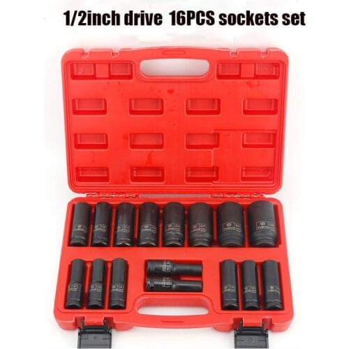 1/2" Drive Metric Air Impact Sockets Set 6/12 Point Deep Sockets Tools 10-32mm Wtith Case Professionals Tire Tool Hand Tools