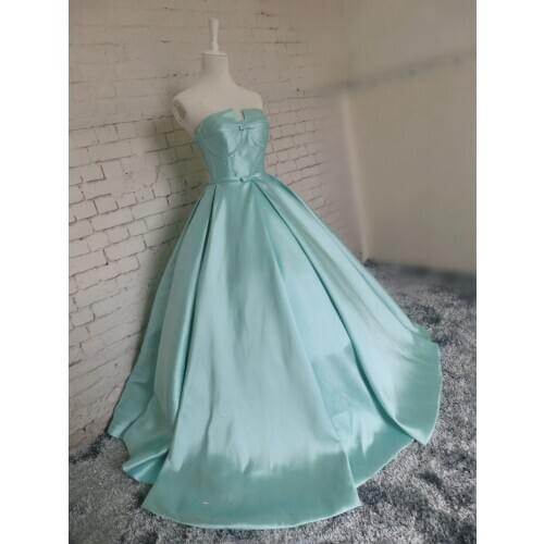 Real photos long sky blue bow prom ball gown 2018 new design hot sexy custom strapless vestido de festa bridesmaid dresses