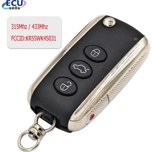 Smart 3+1 Button Remote Key Fob ASK315Mhz/ 433mhz ID46 for Bentley Continental GT GTC Flying Spur​ FCCID: KR5 5WK45032