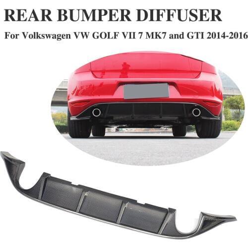 Carbon Fiber Rear Bumper Lip Diffuser Spoiler For Volkswagen VW GOLF 7 VII MK7 Standard And GTI 2004-2016 Dual Exhuast