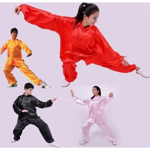 Kung Fu Uniform Chinese Traditional Clothing for Women Men Tai Chi Dance Costume Wutang Clan Wushu Hanfu Satin Stage Wing Chun